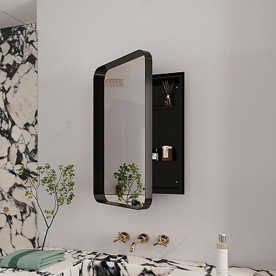 ELEMENT ACE Recessed Metal Framed Medicine Cabinet with Mirror and Adjustable Shelves
