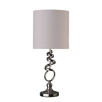 ELEMENT ACE Abstract Brushed Silver Metal Table Lamp with Drum Shade