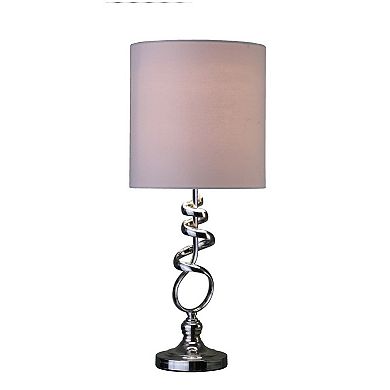 ELEMENT ACE Abstract Brushed Silver Metal Table Lamp with Drum Shade