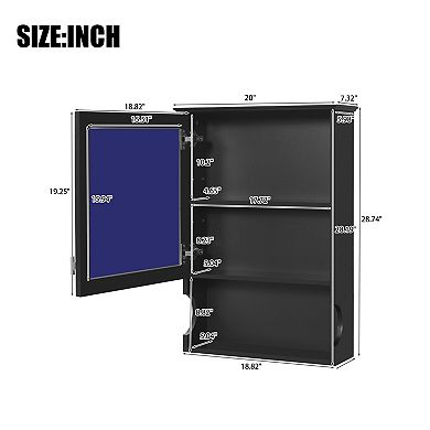ELEMENT ACE Wall Mounted Mirror Medicine Cabinet with Storage Shelves