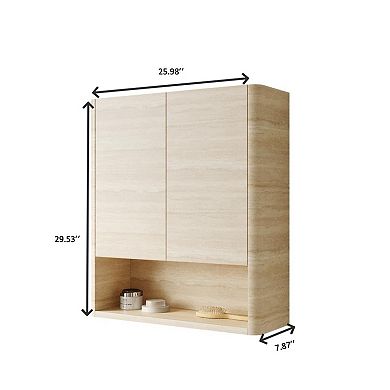 ELEMENT ACE Wall-Mounted Bathroom Storage Cabinet with Doors and Open Shelf