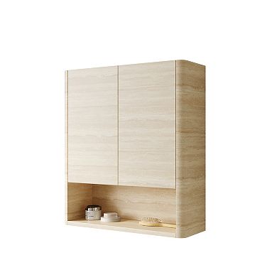 ELEMENT ACE Wall-Mounted Bathroom Storage Cabinet with Doors and Open Shelf