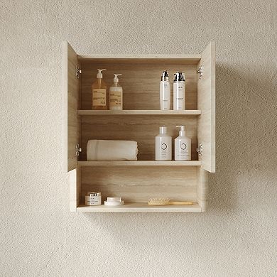 ELEMENT ACE Wall-Mounted Bathroom Storage Cabinet with Doors and Open Shelf
