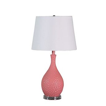 ELEMENT ACE Mid-Century Modern Resin Table Lamp with Semi-Drum Shade and Clear Base