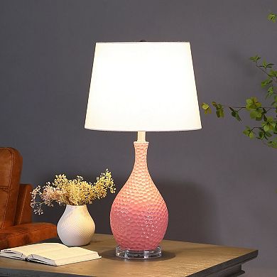 ELEMENT ACE Mid-Century Modern Resin Table Lamp with Semi-Drum Shade and Clear Base