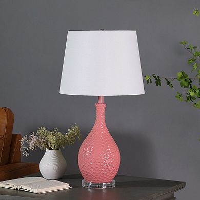 ELEMENT ACE Mid-Century Modern Resin Table Lamp with Semi-Drum Shade and Clear Base
