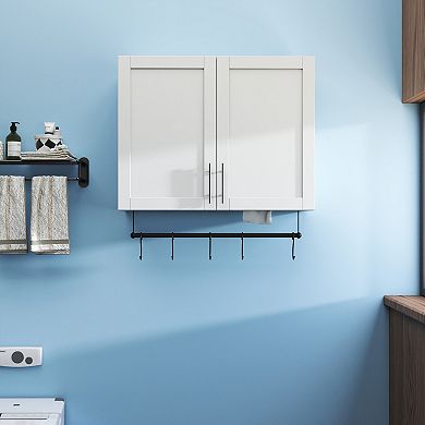 ELEMENT ACE Adjustable Shelf Wall Cabinet with Towel Bar and Hooks for Bathroom Storage