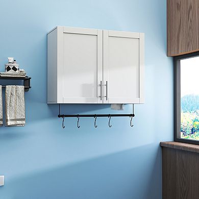 ELEMENT ACE Adjustable Shelf Wall Cabinet with Towel Bar and Hooks for Bathroom Storage