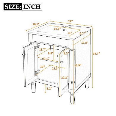 ELEMENT ACE 24-Inch Bathroom Vanity with Integrated Sink and Two-Tier Storage Cabinet