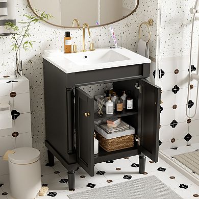 ELEMENT ACE 24-Inch Bathroom Vanity with Integrated Sink and Two-Tier Storage Cabinet