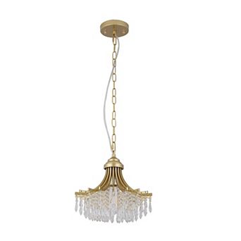 ELEMENT ACE Matte Gold Glass Fan Shape Single Bulb Pendant Chandelier Light Fixture