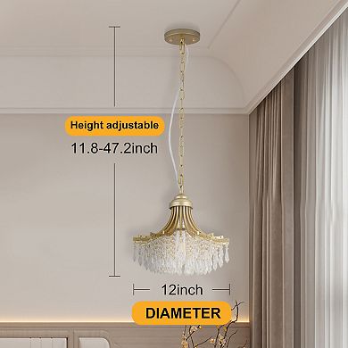 ELEMENT ACE Matte Gold Glass Fan Shape Single Bulb Pendant Chandelier Light Fixture
