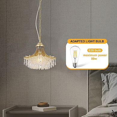 ELEMENT ACE Matte Gold Glass Fan Shape Single Bulb Pendant Chandelier Light Fixture