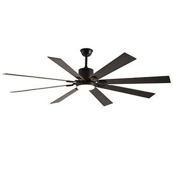 ELEMENT ACE 72 Inch Walnut Finish LED Ceiling Fan with 8 Wooden Blades and Remote Control