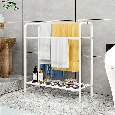 ELEMENT ACE Freestanding Three-Tier Metal Towel Rack with Storage Shelf for Bathroom