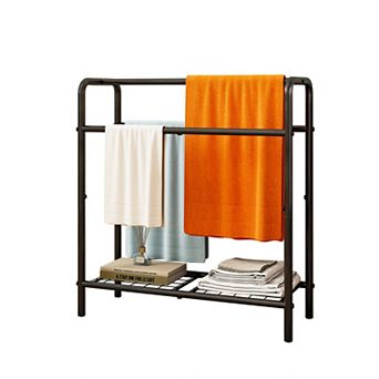 ELEMENT ACE Freestanding Three-Tier Metal Towel Rack with Storage Shelf for Bathroom