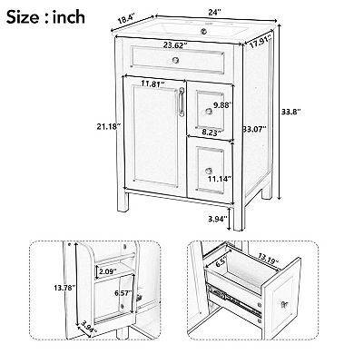 ELEMENT ACE Compact Bathroom Vanity with Ceramic Sink and Soft-Close Storage