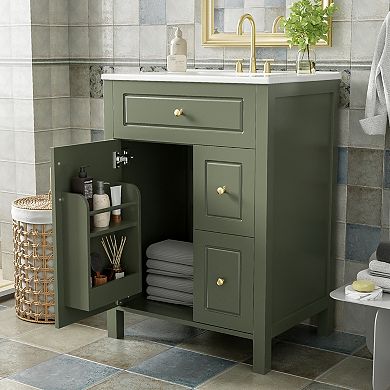 ELEMENT ACE Compact Bathroom Vanity with Ceramic Sink and Soft-Close Storage