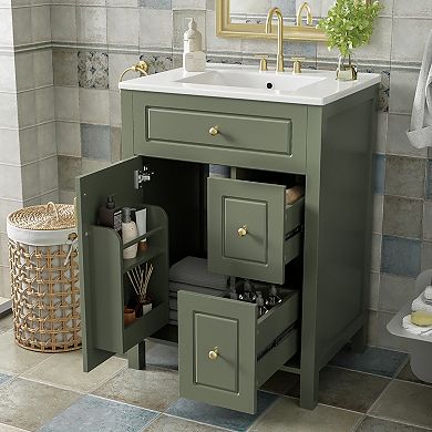 ELEMENT ACE Compact Bathroom Vanity with Ceramic Sink and Soft-Close Storage