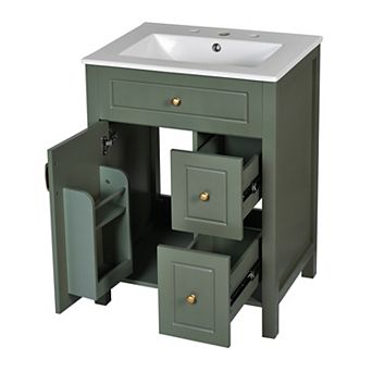 ELEMENT ACE Compact Bathroom Vanity with Ceramic Sink and Soft-Close Storage