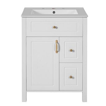 ELEMENT ACE Compact Bathroom Vanity with Ceramic Sink and Soft-Close Storage