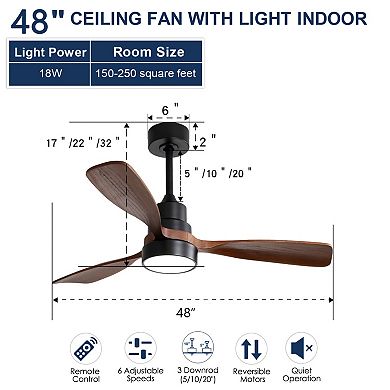 ELEMENT ACE 48 Inch Solid Wood Ceiling Fan with Remote Control and Reversible DC Motor