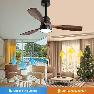 ELEMENT ACE 48 Inch Solid Wood Ceiling Fan with Remote Control and Reversible DC Motor