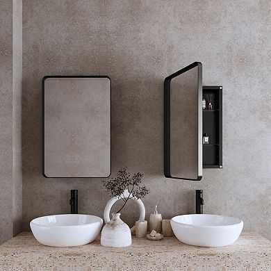 ELEMENT ACE Recessed Metal Framed Medicine Cabinet with Mirror and Adjustable Shelves