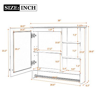 ELEMENT ACE Wall-Mount Two-in-One Mirror Cabinet with Adjustable Shelf and Soft-Close Hinges