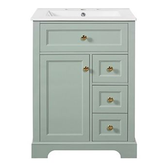 ELEMENT ACE 24 Inch Single Sink Bathroom Vanity with Storage Drawers and Cabinet