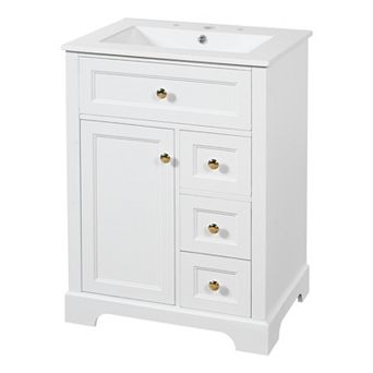 ELEMENT ACE 24 Inch Single Sink Bathroom Vanity with Storage Drawers and Cabinet