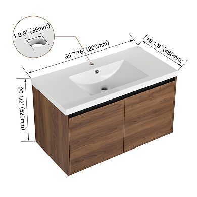 ELEMENT ACE 36-Inch Bathroom Vanity with Integrated Sink and Two-Door Cabinet