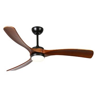 ELEMENT ACE 60-Inch Solid Wood Ceiling Fan with Remote Control and LED Lighting