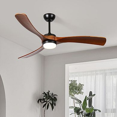ELEMENT ACE 60-Inch Solid Wood Ceiling Fan with Remote Control and LED Lighting