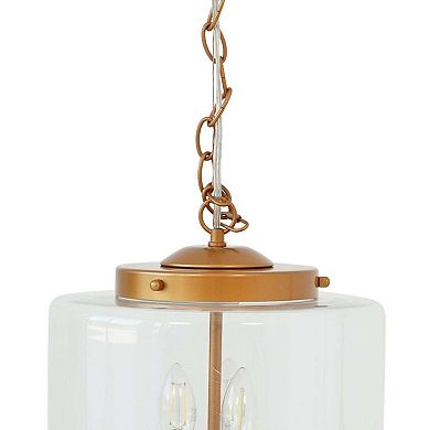 ELEMENT ACE Three-Light Pendant Lamp with Glass Globes and Metal Fixture