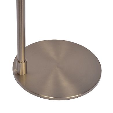 ELEMENT ACE Modern Floor Lamp with Brushed Nickel Finish and White Linen Shade