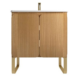 ELEMENT ACE 30 Inch Freestanding and Wall Mounted Bathroom Vanity with Ceramic Sink