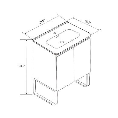 ELEMENT ACE 30 Inch Freestanding and Wall Mounted Bathroom Vanity with Ceramic Sink