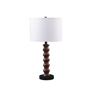 ELEMENT ACE Modern Coastal Wood-Inspired Table Lamp with Drum Shade