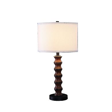 ELEMENT ACE Modern Coastal Wood-Inspired Table Lamp with Drum Shade