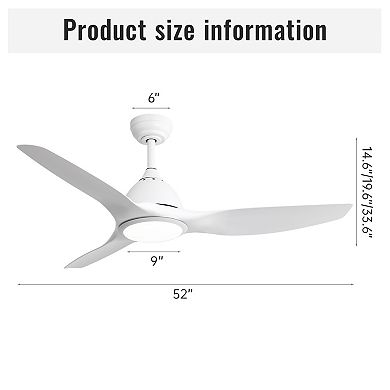 ELEMENT ACE 52 Inch Modern Ceiling Fan with LED Light and Remote Control