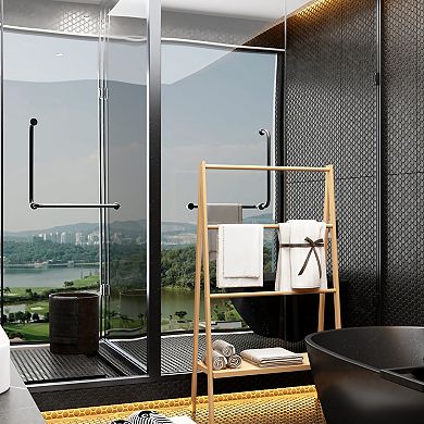 ELEMENT ACE Freestanding Bamboo Towel Rack with Storage Shelf