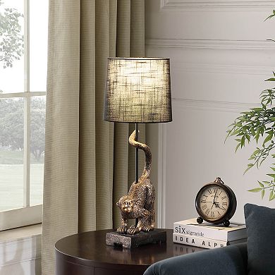 ELEMENT ACE Wildlife Old World Antique Bronze Capuchin Monkey Table Lamp