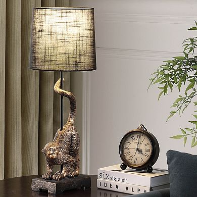 ELEMENT ACE Wildlife Old World Antique Bronze Capuchin Monkey Table Lamp