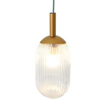 ELEMENT ACE Modern Style Pendant Lamp with Ribbed Glass Shade and Adjustable Height