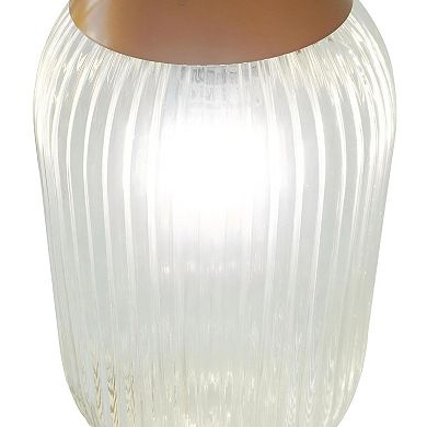 ELEMENT ACE Modern Style Pendant Lamp with Ribbed Glass Shade and Adjustable Height