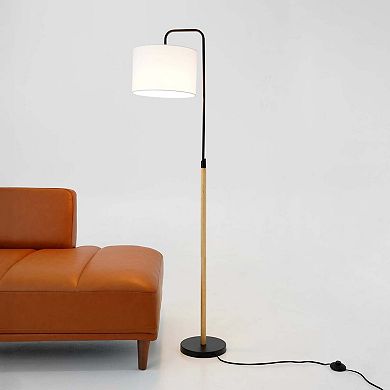 ELEMENT ACE Modern Curved Arc Floor Lamp with Cylinder Shade for Ambient Lighting