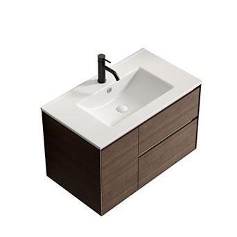 ELEMENT ACE 30-Inch Ceramic Bathroom Vanity Sink Top with Integrated Vessel Sink