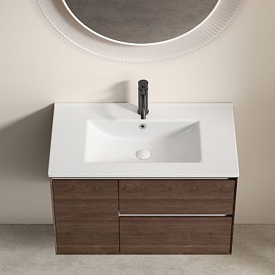 ELEMENT ACE 30-Inch Ceramic Bathroom Vanity Sink Top with Integrated Vessel Sink