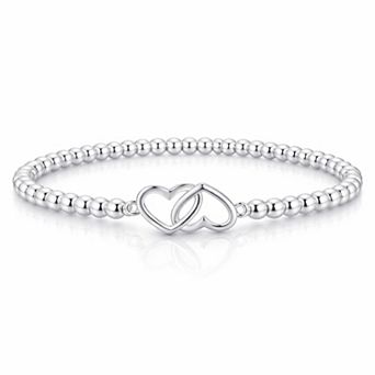 Intertwined Beaded Heart Bracelet